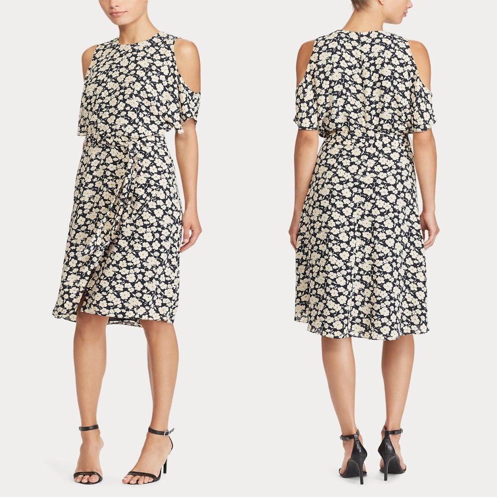 New Ralph Lauren Floral Cold-Shoulder Dress Size 22W